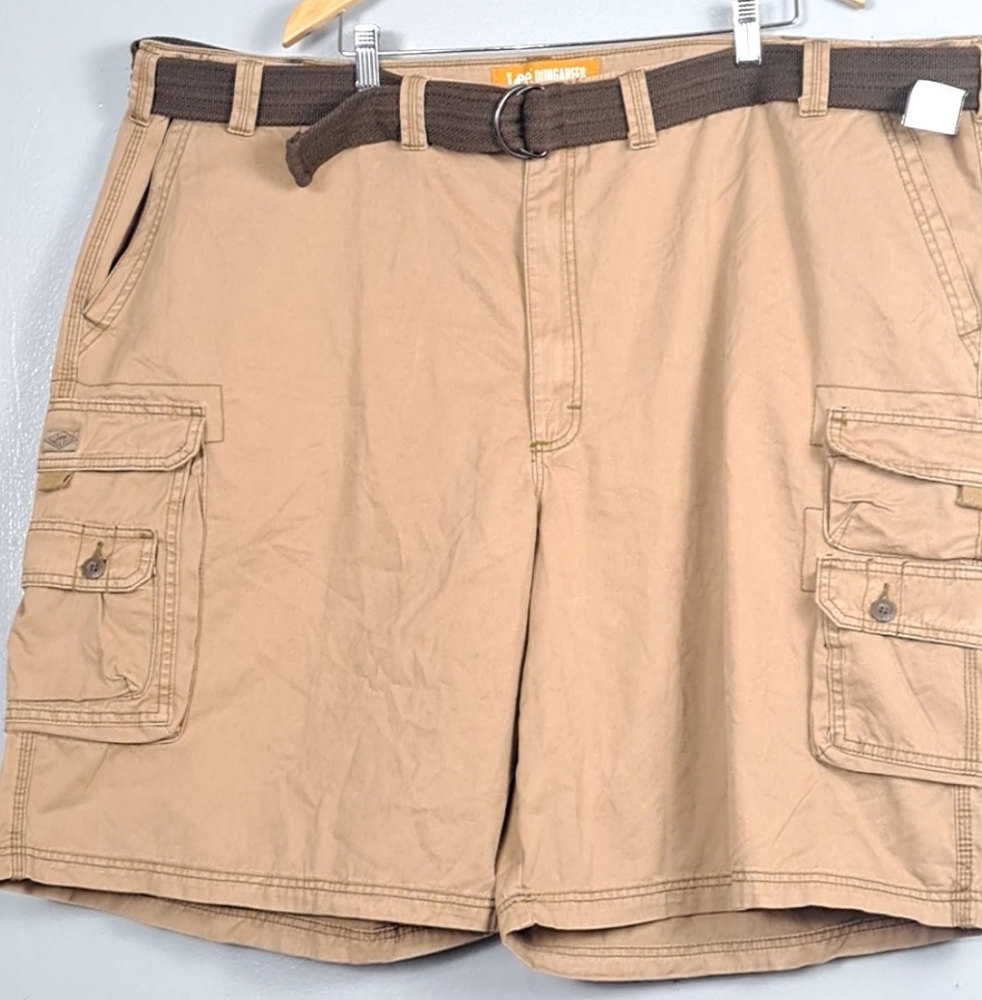 Lee’s Dungarees Men’s Cargo Shorts – Dark Khaki – With Belt - Size 54